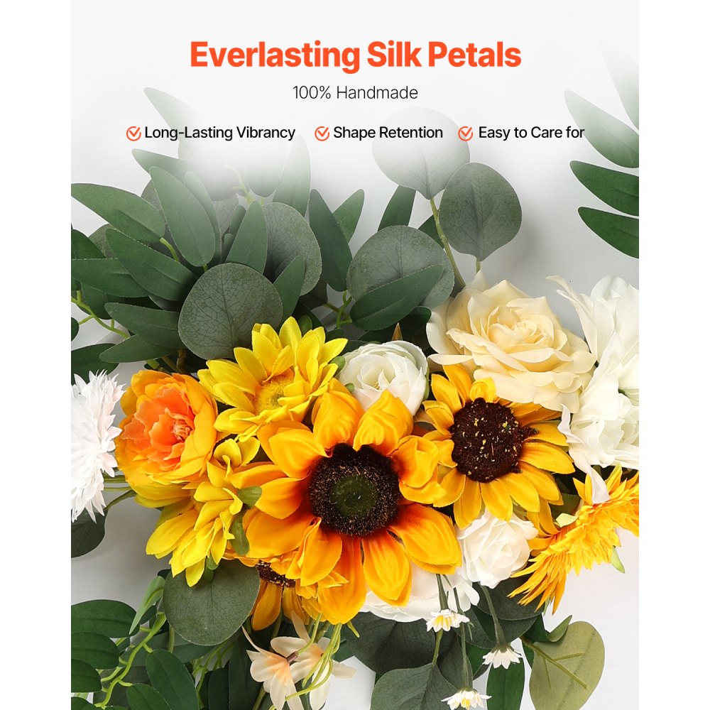 Artificial Wedding Arch Flowers Kit (Pack of 3) with 21Ft Wedding Arch Draping Fabric,Arch Flowers for Wedding Ceremony and Reception Backdrop Wedding Decoration (Sunflower)