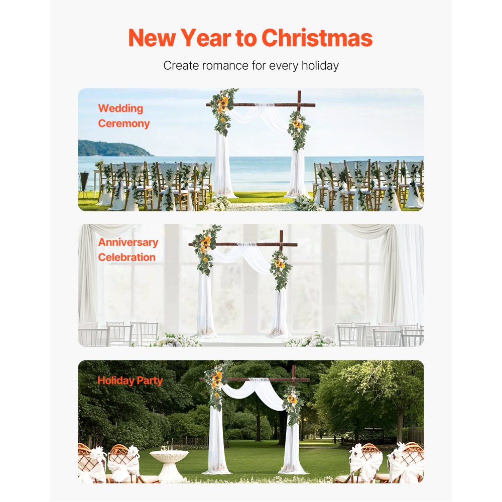 Artificial Wedding Arch Flowers Kit (Pack of 3) with 21Ft Wedding Arch Draping Fabric,Arch Flowers for Wedding Ceremony and Reception Backdrop Wedding Decoration (Sunflower)