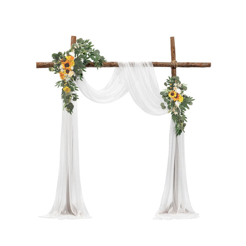 Artificial Wedding Arch Flowers Kit (Pack of 3) with 21Ft Wedding Arch Draping Fabric,Arch Flowers for Wedding Ceremony and Reception Backdrop Wedding Decoration (Sunflower)