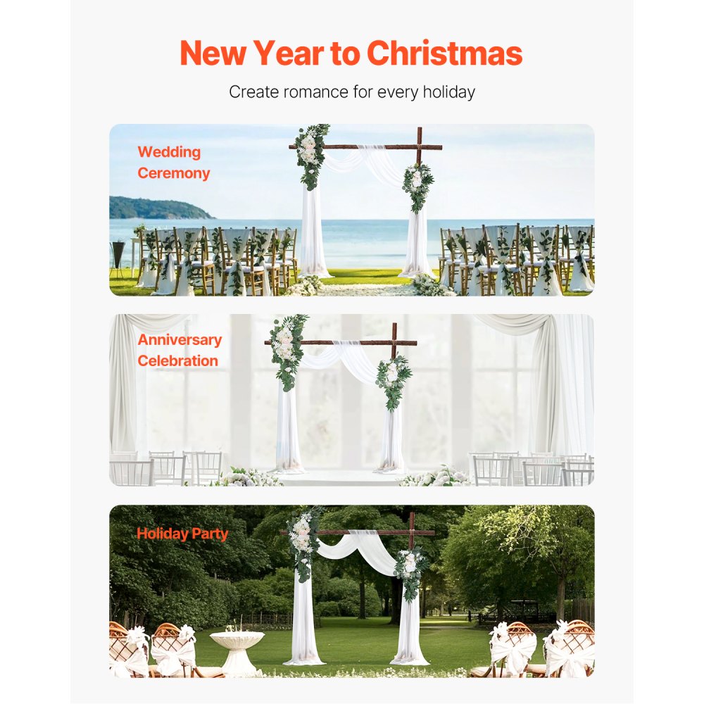 Artificial Wedding Arch Flowers Kit (Pack of 4) with 21Ft Wedding Arch Draping Fabric,Arch Flowers for Wedding Ceremony and Reception Backdrop Wedding Decoration (White)