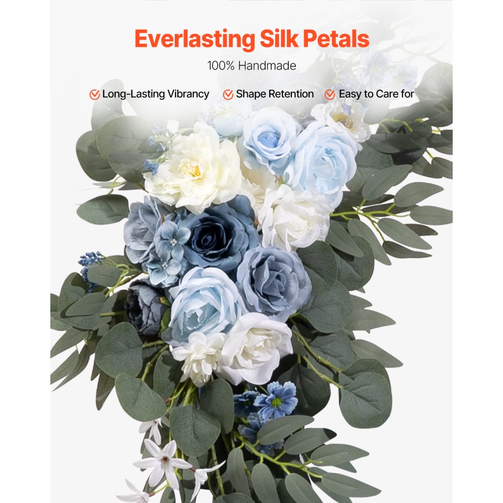Artificial Wedding Arch Flowers Kit (Pack of 4) with 21Ft Wedding Arch Draping Fabric,Arch Flowers for Wedding Ceremony and Reception Backdrop Wedding Decoration (Blue & White)