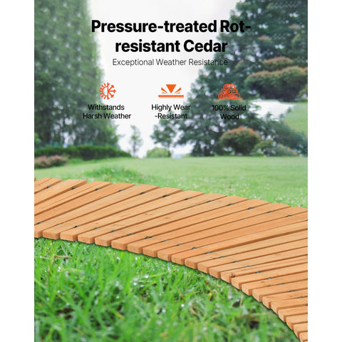 8ft L x 17in W Curved Wooden Garden Pathway Roll-out Walkway