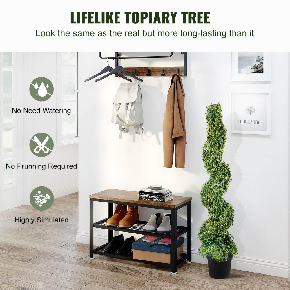 2pcs Artificial Boxwood Tower Topiary Spiral 122cm Decorative Plant Green PE Plastic Iron Frame with 10 Replacement Leaves