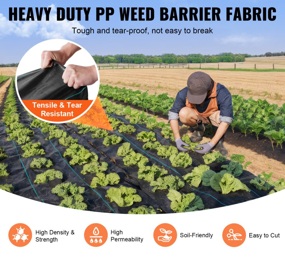 Weed Barrier Landscape Fabric 4*50FT Heavy Duty Woven PP Weed Control Mat