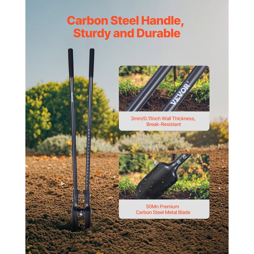 Post Hole Digger with Carbon Steel Handle Scale Marks 57.5in Manual Hole Digger