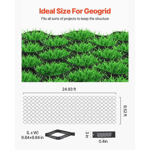 Ground Grid 3-Inch Depth Geocell Grid 24.93x9.52 FT / 7600x2900 mm for Gravel