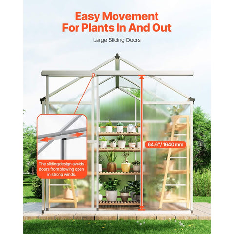 Polycarbonate Greenhouse 6 x 4 Ft Outdoor Walk-in Greenhouse for Garden