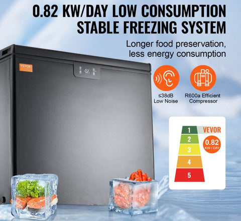 Chest Freezer, 10 cu ft / 283 L With 2 removable baskets and adjustable thermostat Black