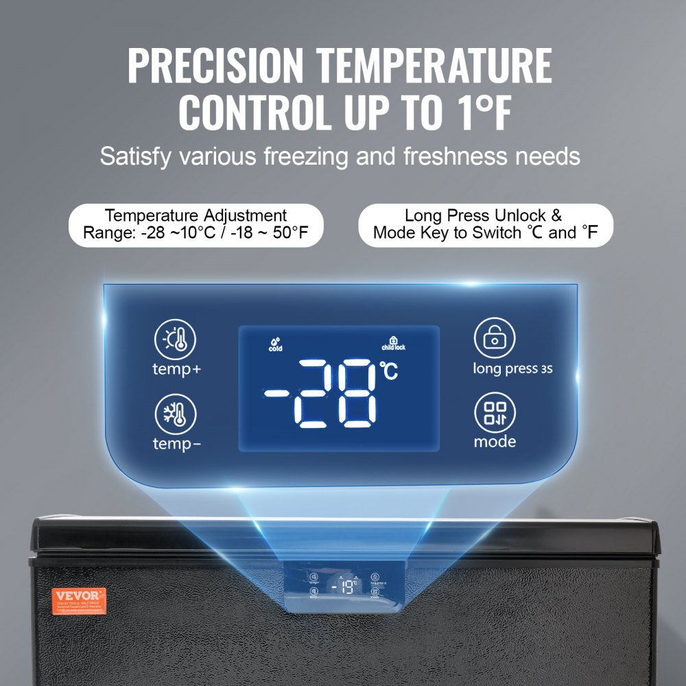 Chest Freezer, 10 cu ft / 283 L With 2 removable baskets and adjustable thermostat Black