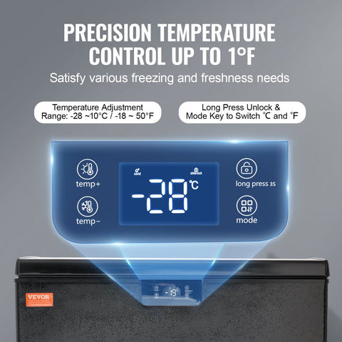 Chest Freezer, 10 cu ft / 283 L With 2 removable baskets and adjustable thermostat Black