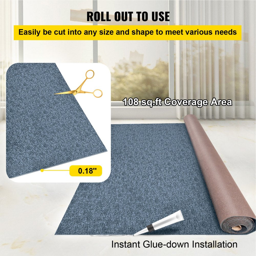 Gray Marine Carpet 6 ft x 18 ft Boat Carpet Rugs Indoor Outdoor Rugs for Patio Deck Anti-Slide TPR Water-Proof Back Cut Outdoor Marine Carpeting Easy Clean Outdoor Carpet Roll