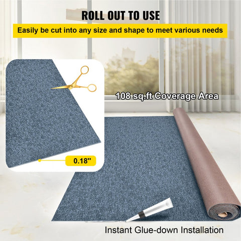 Gray Marine Carpet 6 ft x 18 ft Boat Carpet Rugs Indoor Outdoor Rugs for Patio Deck Anti-Slide TPR Water-Proof Back Cut Outdoor Marine Carpeting Easy Clean Outdoor Carpet Roll