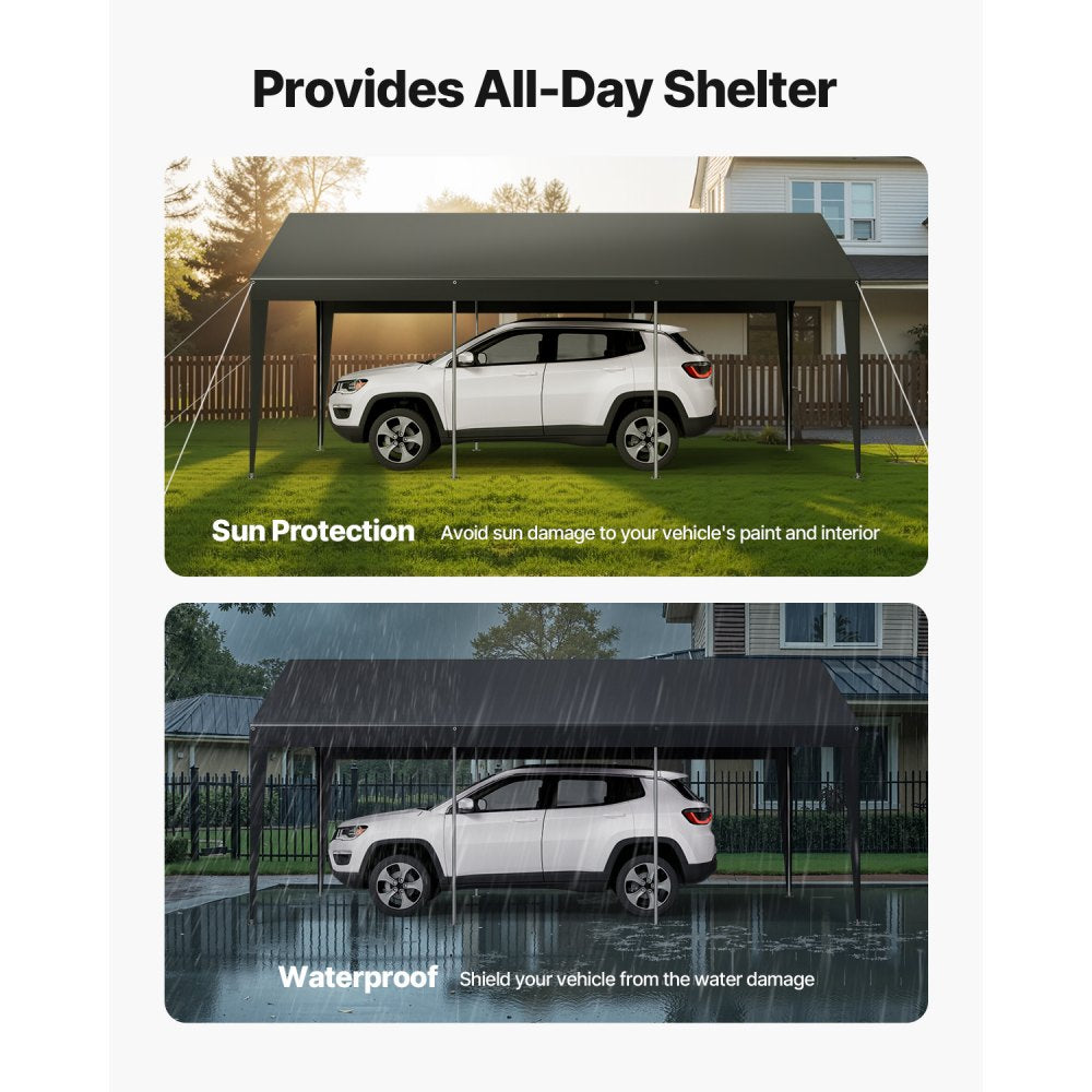 Carport Car Canopy 10 x 20 FT Heavy Duty Portable Car Garage Shelter Tent Grey
