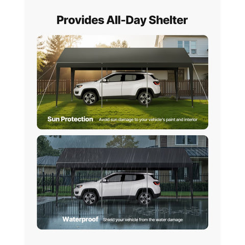 Carport Car Canopy 10 x 20 FT Heavy Duty Portable Car Garage Shelter Tent Grey