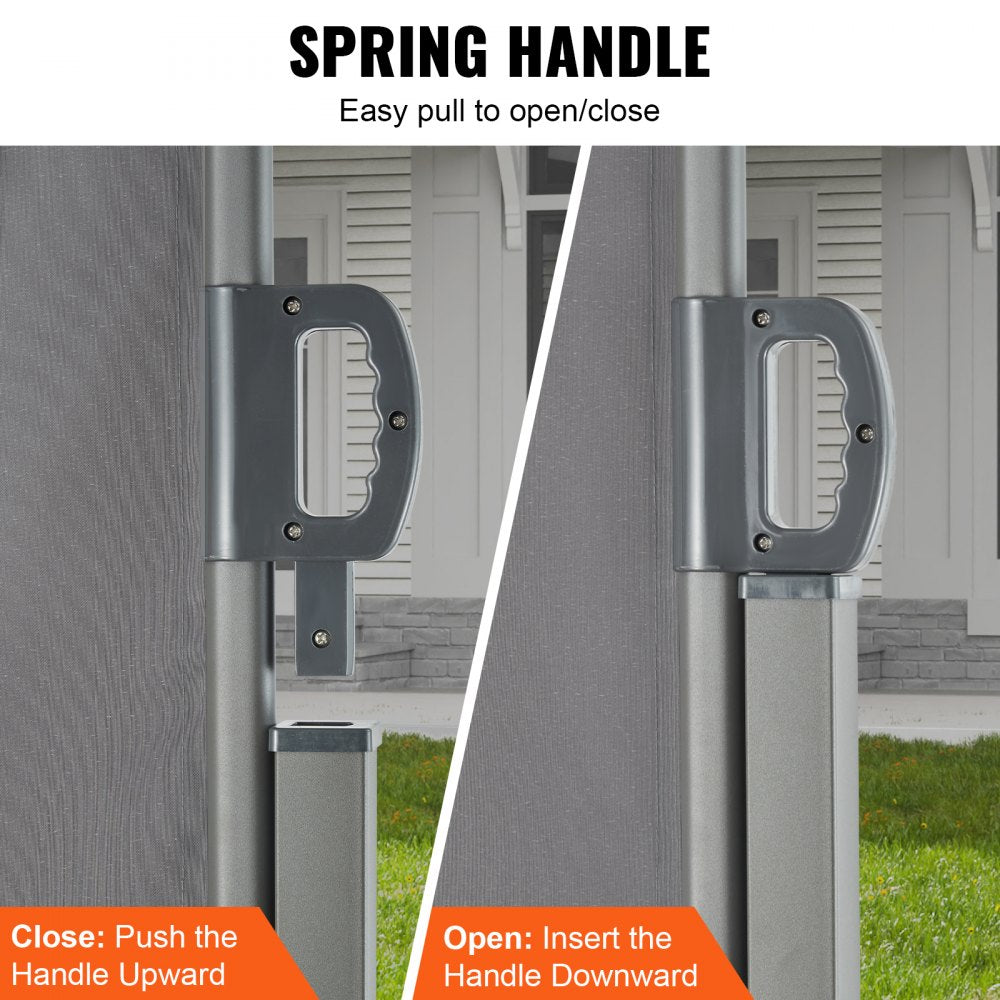 Retractable Side Awning, 71''x 118'' Outdoor Privacy Screen, 180g Polyester Water-proof Retractable Patio Screen, UV 30+ Room Divider Wind Screen for Patio, Backyard, Balcony, Gray