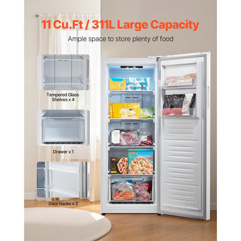 Home Convertible Freezer/Refrigerator 11 Cubic Foot Frost-Free Upright Freezer