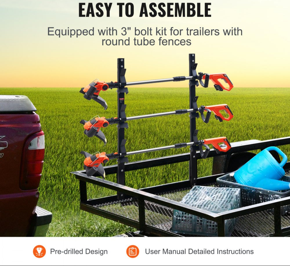 Trimmer Rack 3 Place Weed Eater Holder Trailer Rack with Zinc Alloy Password Lock Wall Mounted or Enclosed Trailer Landscape Pair