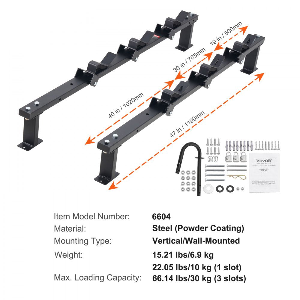 Trimmer Rack 3 Place Weed Eater Holder Trailer Rack with Zinc Alloy Password Lock Wall Mounted or Enclosed Trailer Landscape Pair