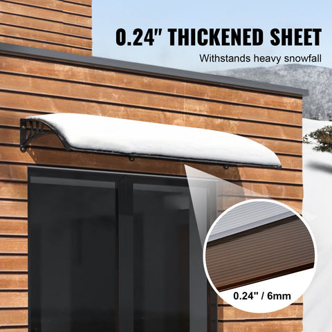Window Door Awning Canopy 38" x 117", UPF 50+ Polycarbonate Entry Door Outdoor Window Awning Exterior, Front Door Overhang Awning for Sun Shutter, UV, Rain, Snow Protection, Hollow Sheet