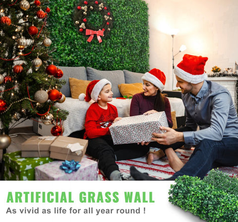 12PCS 24"x16" Grass Wall Panels for 32 SQ Feet, Boxwood Hedge Wall Panels, Artificial Grass Backdrop Wall 1.6", Privacy Hedge Screen UV Protected for Outdoor Indoor Garden Fence Backyard