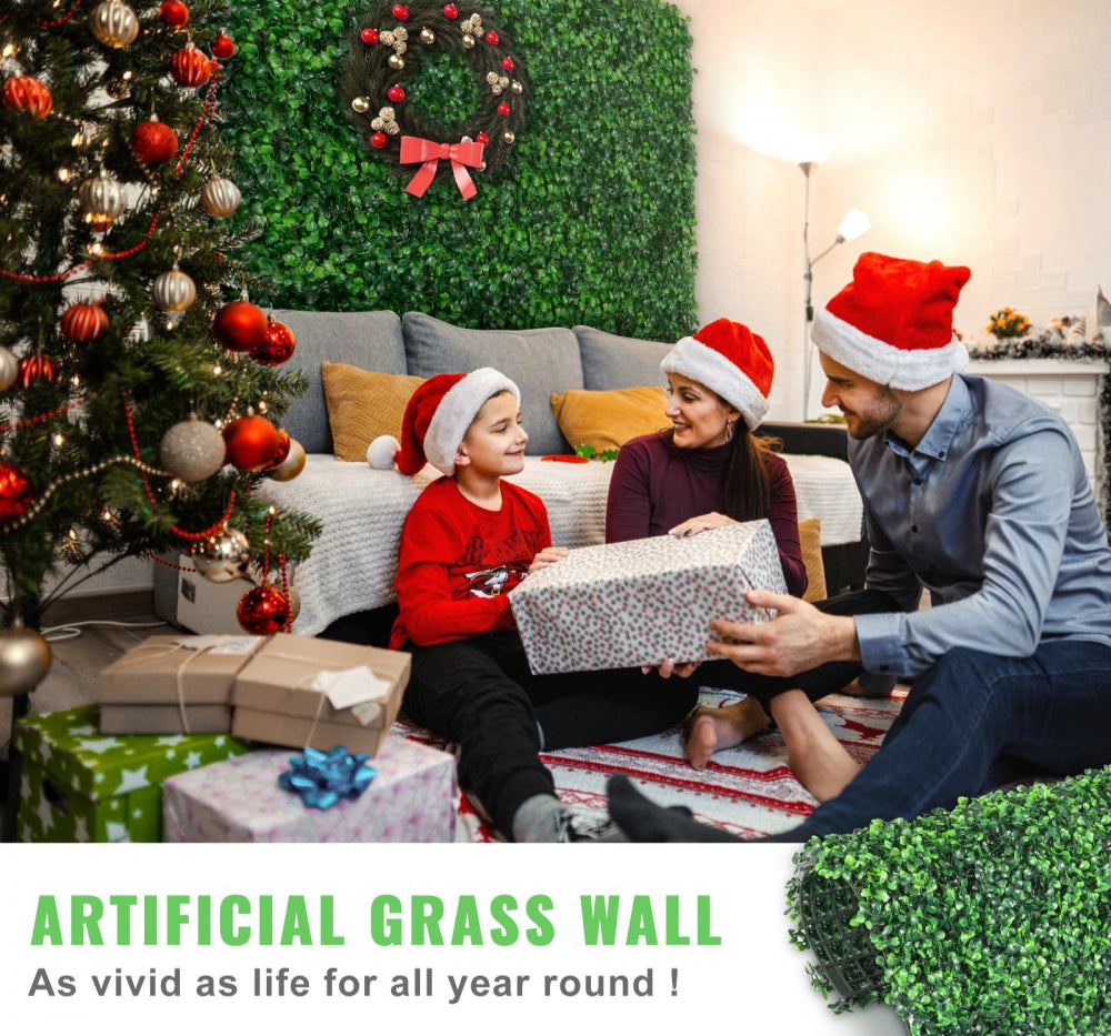 Artificial Boxwood Panel UV 24pcs Boxwood Hedge Wall Panels Artificial Grass Backdrop Wall 20" X 20" 4 cm Green Grass Wall Fake Hedge for Decor Privacy Fence Indoor Outdoor Garden Backyard