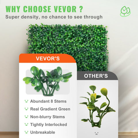 Artificial Boxwood Panel UV 24pcs Boxwood Hedge Wall Panels Artificial Grass Backdrop Wall 20" X 20" 4 cm Green Grass Wall Fake Hedge for Decor Privacy Fence Indoor Outdoor Garden Backyard