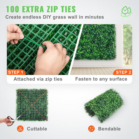 Artificial Boxwood Panel UV 24pcs Boxwood Hedge Wall Panels Artificial Grass Backdrop Wall 20" X 20" 4 cm Green Grass Wall Fake Hedge for Decor Privacy Fence Indoor Outdoor Garden Backyard
