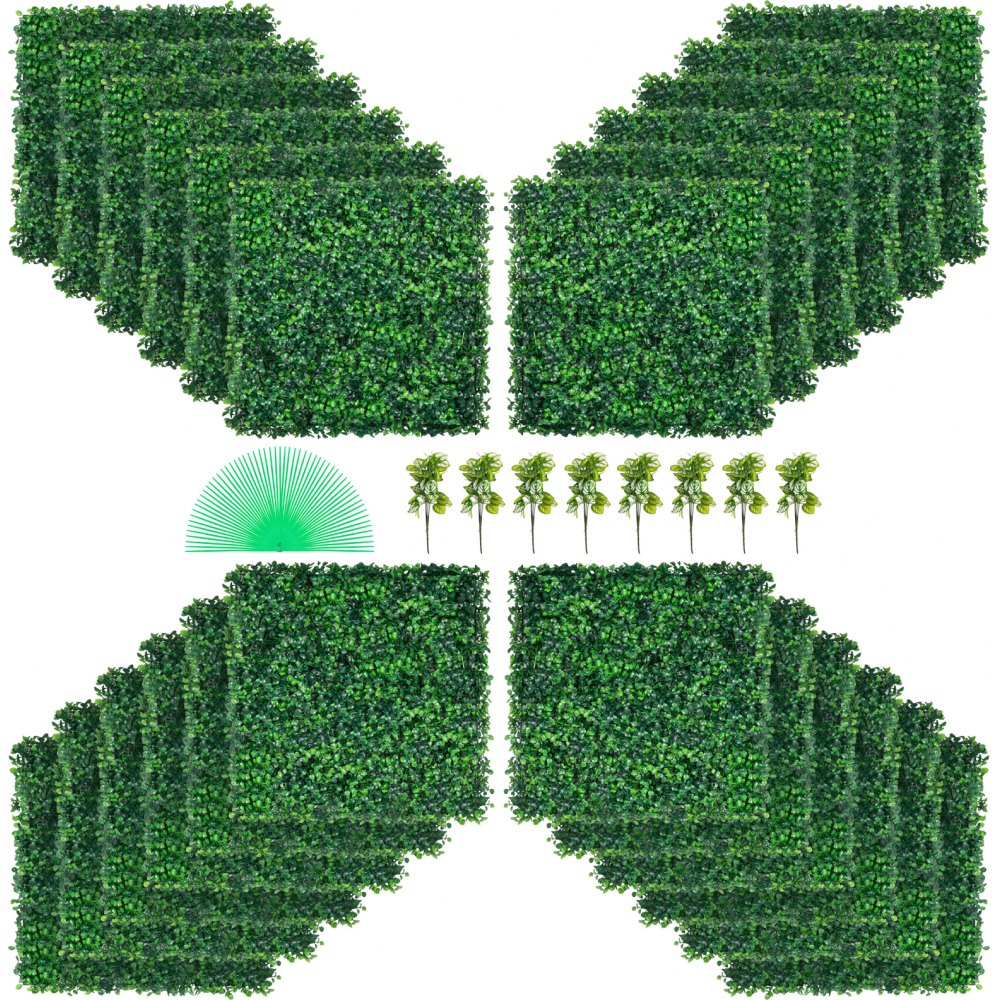 Artificial Boxwood Panel UV 24pcs Boxwood Hedge Wall Panels Artificial Grass Backdrop Wall 20" X 20" 4 cm Green Grass Wall Fake Hedge for Decor Privacy Fence Indoor Outdoor Garden Backyard
