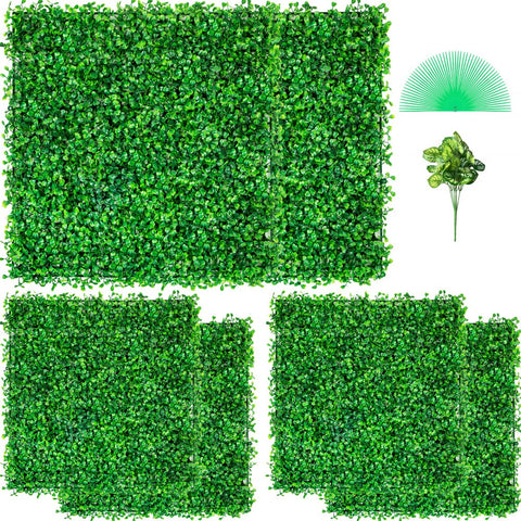 Artificial Boxwood Panel UV 6pcs Boxwood Hedge Wall Panels Artificial Grass Backdrop Wall 20x20 Inch 4cm Green Grass Wall Fake Hedge for Decor Privacy Fence Indoor Outdoor Garden Backyard