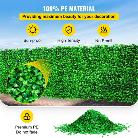 Artificial Boxwood Panel UV 6pcs Boxwood Hedge Wall Panels Artificial Grass Backdrop Wall 20x20 Inch 4cm Green Grass Wall Fake Hedge for Decor Privacy Fence Indoor Outdoor Garden Backyard