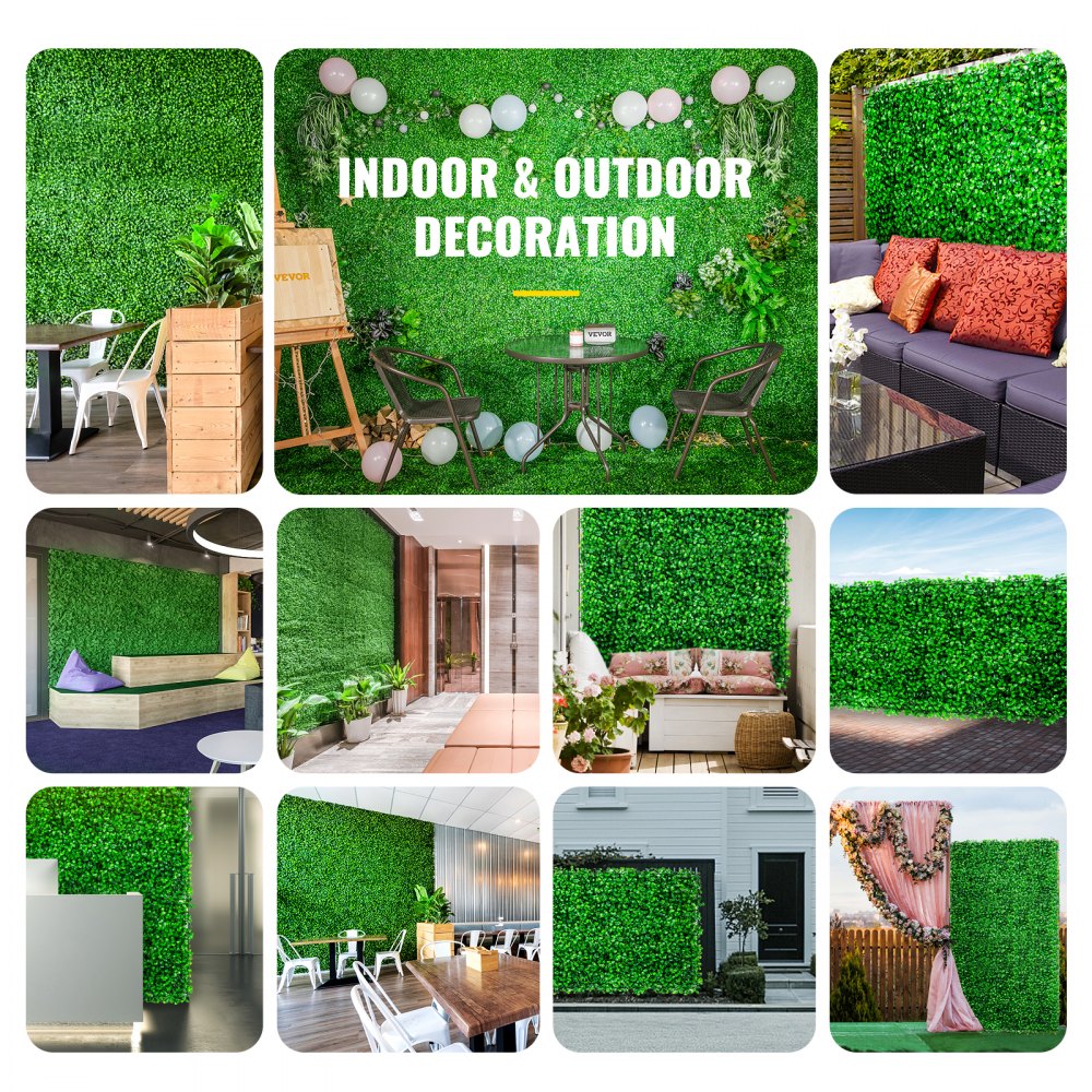 Artificial Boxwood Panel UV 6pcs Boxwood Hedge Wall Panels Artificial Grass Backdrop Wall 20x20 Inch 4cm Green Grass Wall Fake Hedge for Decor Privacy Fence Indoor Outdoor Garden Backyard