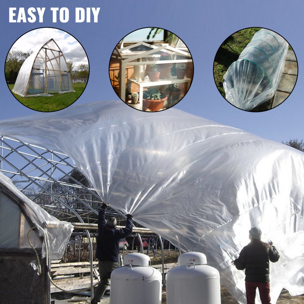 Greenhouse Film 16 x 25 ft, Greenhouse Polyethylene Film 6 Mil Thickness, Greenhouse Plastic Clear Plastic Film UV Resistant, Polyethylene Film Keep Warming, Superior Strength Toughness