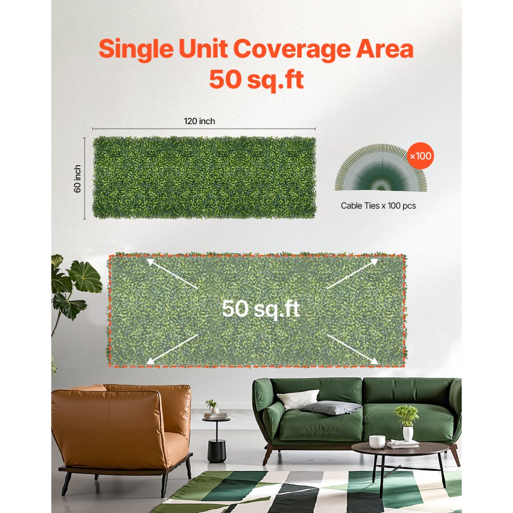Artificial Grass Wall Panels 60 x 120 Inches Lawn Greenery Decorative Privacy