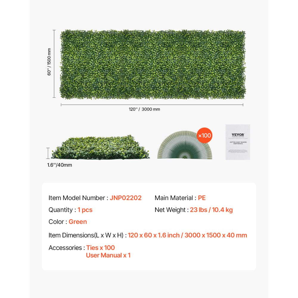 Artificial Grass Wall Panels 60 x 120 Inches Lawn Greenery Decorative Privacy