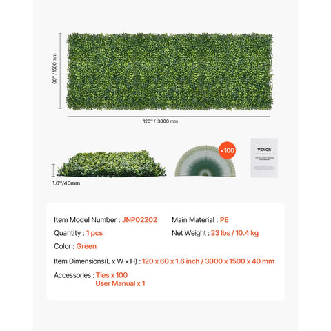 Artificial Grass Wall Panels 60 x 120 Inches Lawn Greenery Decorative Privacy