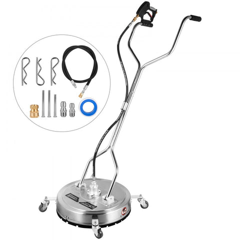 Pressure Washer Surface Cleaner 21in Max 4000 PSI with 3 Nozzles Stainless Steel Frame Rotating Dual Handle Wheels Fits 3/8in Quick Connector
