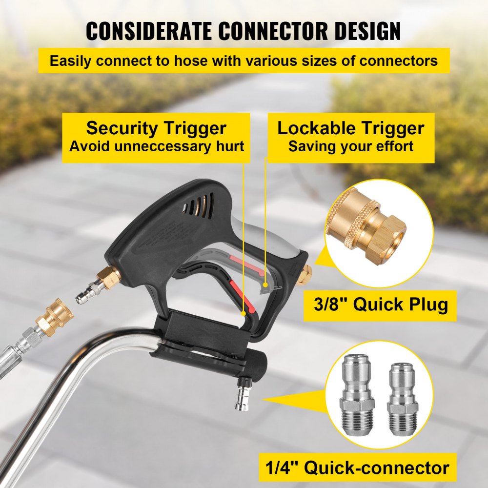 Pressure Washer Surface Cleaner 23in 4000 PSI with 3 Nozzles for Driveways Sidewalks Stainless Steel Frame Rotating Handle Wheels Fits 3 8in Quick Connector