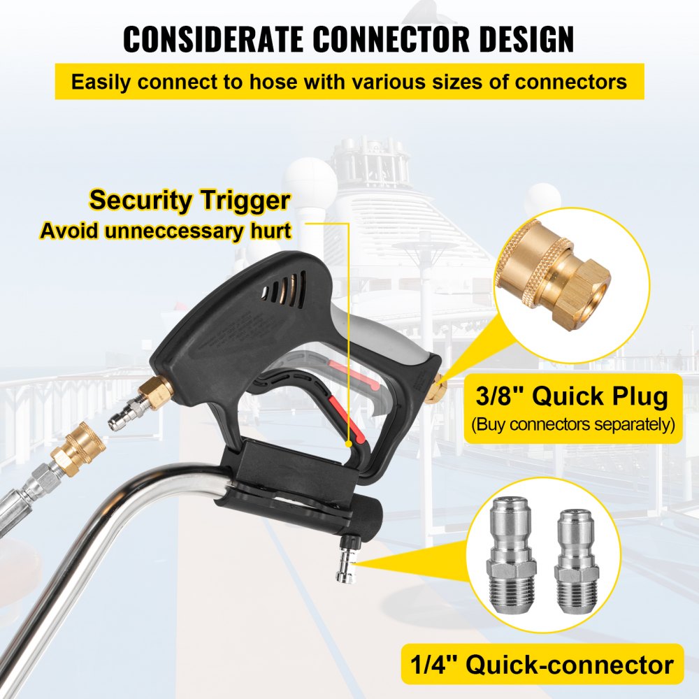 Pressure Washer Surface Cleaner 20in 4000 PSI with 2 Nozzles for Driveways Sidewalks Stainless Steel Frame Dual Handle Wheels Fits 3 8in Quick Connector
