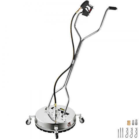 Pressure Washer Surface Cleaner 20in 4000 PSI with 2 Nozzles for Driveways Sidewalks Stainless Steel Frame Dual Handle Wheels Fits 3 8in Quick Connector