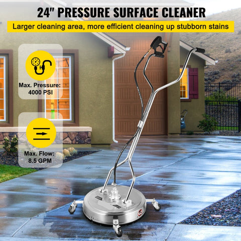 Flat Surface Cleaner Pressure Washer 24 inch 4000 PSI Dual Handle