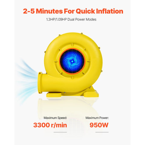 Inflatable Bounce House Blower 1 and 1.3HP 750W and 950W for Commercial Bounce House