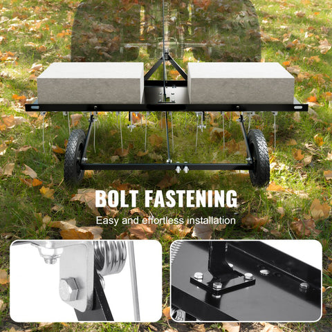 Tow Behind Dethatcher 40in with 20 Spring Steel Tines Lawn Dethatcher Rake for ATV or Mower Tow Behind Lawn Rake with Lift Handle for Garden Farm Grass