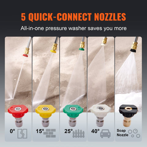 Gas Pressure Washer 3600 PSI 2.6 GPM with Copper Pump Spray Gun Extension Wand and 5 Quick Connect Nozzles for Cleaning Cars Homes Driveways Patios