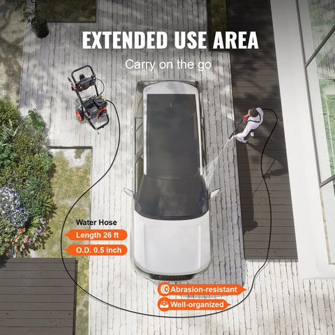 Gas Pressure Washer 3600 PSI 2.6 GPM with Copper Pump Spray Gun Extension Wand and 5 Quick Connect Nozzles for Cleaning Cars Homes Driveways Patios