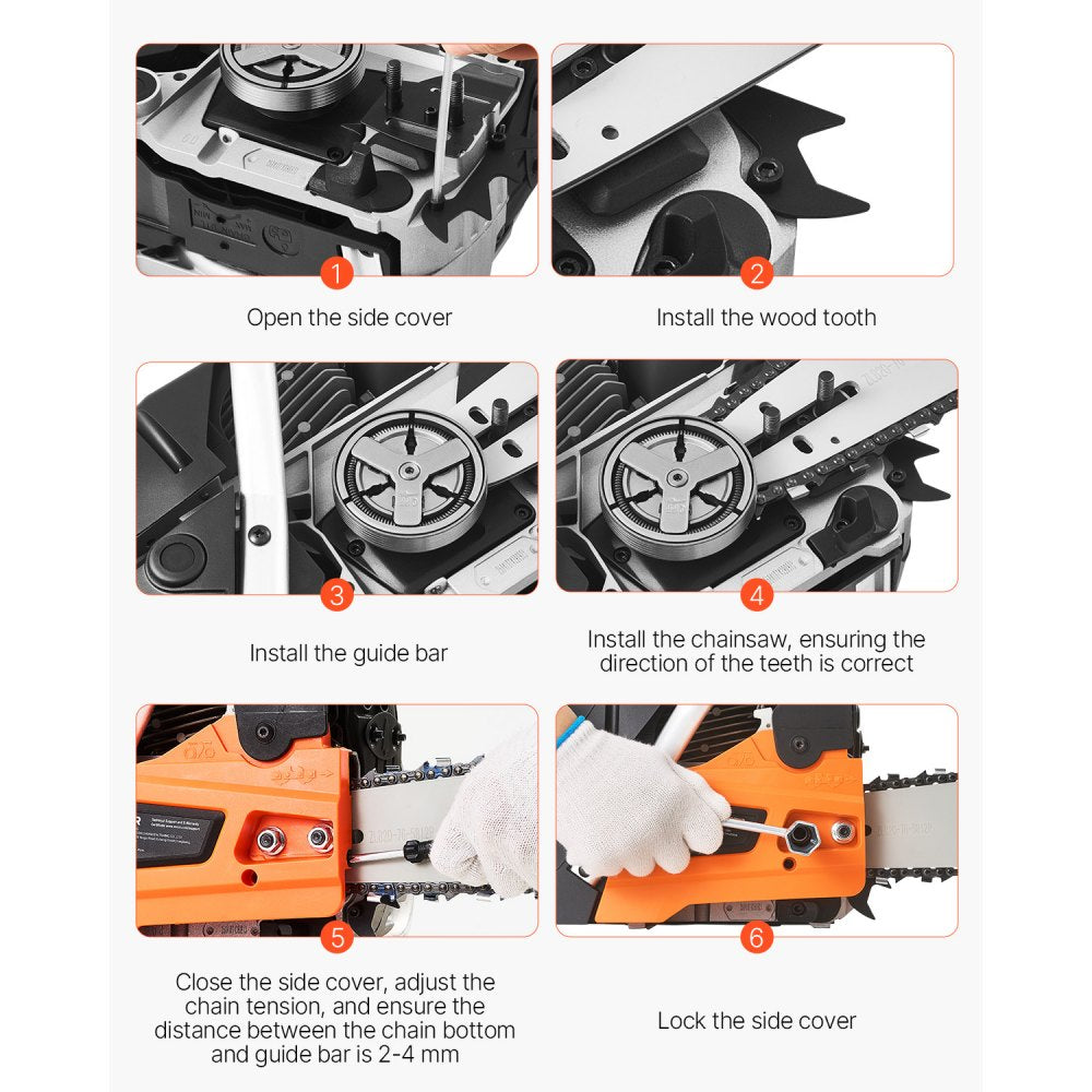 62cc Gas Chainsaw 3.8HP Gas Powered 20in Chainsaw for Wood Cutting
