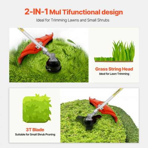 Gas String Trimmer 25.2cc 2 Stroke 16.9in Cordless Weed Wacker Lawn Edger with Shoulder Strap and 3T Blade for Grass and Weed Cleaning