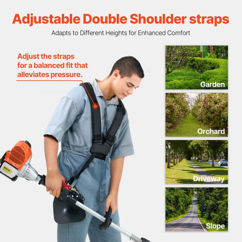Gas String Trimmer 25.2cc 2 Stroke 16.9in Cordless Weed Wacker Lawn Edger with Shoulder Strap and 3T Blade for Grass and Weed Cleaning