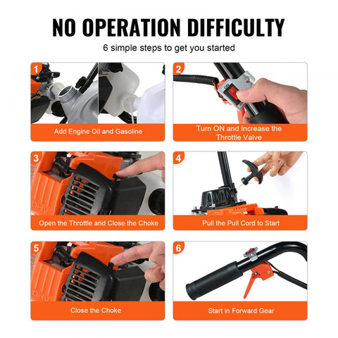 Tiller Cultivator 31CC 4 Stroke Garden Cultivator with 4 Steel Adjustable Front Tines for Lawn Garden and Field Cultivation