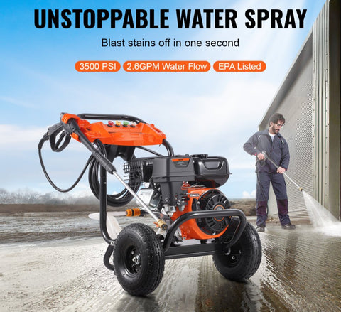 Gas Pressure Washer 3500 PSI 2.6 GPM with 5 Nozzle Set for Cars and Fences