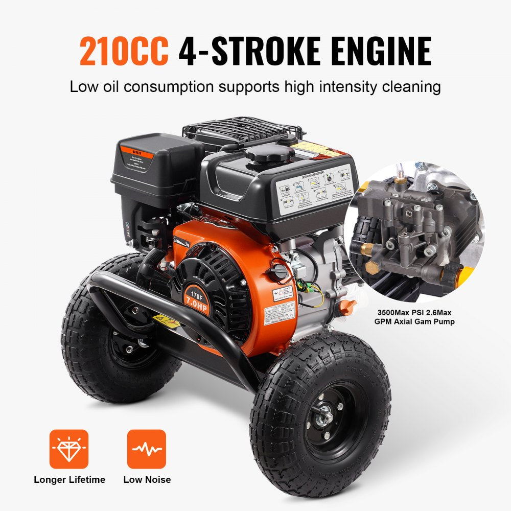 Gas Pressure Washer 3500 PSI 2.6 GPM with 5 Nozzle Set for Cars and Fences